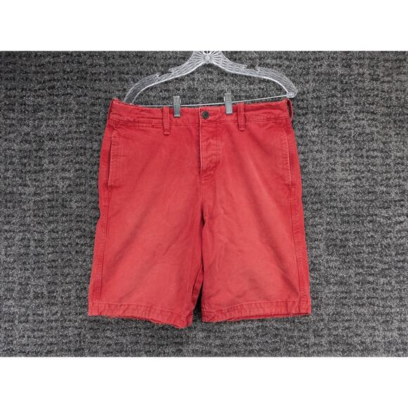 Abercrombie Fitch Shorts Mens 32 Faded Red Distressed Cotton Canvas Chino Preppy - Picture 1 of 14